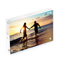 Frame Double Sided Clear Acrylic Photograph Frames, Pictures Display Stand, Holds 8mm + 8mm Thickness, Home Bedroom Desk Decor