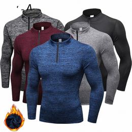 2023 Autumn Winter High Collar Shirt Men Compri T Shirts Thermal Underwear Quick Dry Running Tights Skinny Gym Clothing b6Aq#