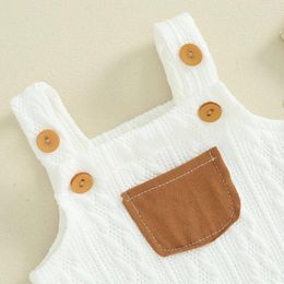 Clothing Sets GINEVSAL Infant Born Baby Boys Girls Cotton Linen Pocket Sleeveless Romper Suspenders Jumpsuit Overalls Summer Clothes