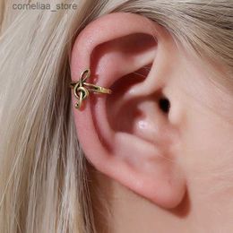 Ear Cuff Ear Cuff Simple Note Metal Vintage Gold Silver Plated Copper Single Ear Cuff Clip Earrings Suitable for Women and Men Y240326