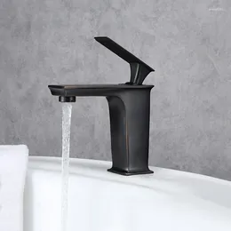 Bathroom Sink Faucets Antique Basin Faucet Black Square Style Tap Single Lever Cold And Water Mixer Deck Mounted Wash