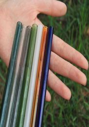 Fashion durable Drinking Straw Reusable Straws white blue green black clear yellow lake green colorful borosilicate straight glass7248607