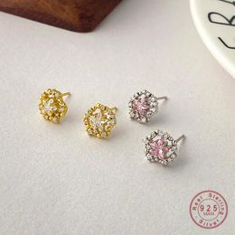 Stud Earrings Girls 925 Sterling Silver Exquisite Simple Zircon Stars For Women Wedding Party Fine S925 Jewelry