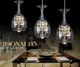 Modern Crystal Wine Glasses Bar Chandelier Ceiling Light Pendant Lamp LED Lighting Hanging Dining Room Living Fixture4926950