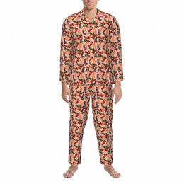 dachshund Lovers Pyjamas Man Sausage Dog Print Kawaii Sleep Sleepwear Spring Two Piece Vintage Oversized Custom Pyjama Sets J0Bs#