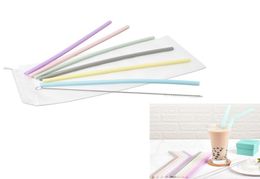Silicone Straw Set Portable Food Grade Silicone Straw with Cleaning Brush Reusable Milk Juice Bubble Tea Silicone Drinking Straws 6732755
