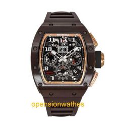 Swiss Watches Richardmills Sports Mechanical Wristwatches Richardmills Brown Ceramic Rose Gold Tzp Asia Edition Men's Watch Rm011 N2HB