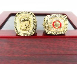 2PCS 1994 1995 Rockets National Callball Champions Ring مع Wooden Box مجموعة تذكارية Men Fan Brithday Gift 2024 Hip Hop Sport Punk