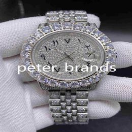 Arabic Dial Watch Diamond Watch Luxury Iced Out Watch Automatic 43MM Men Silver Waterproof 316L Stainless Set CZ Diamond307Y