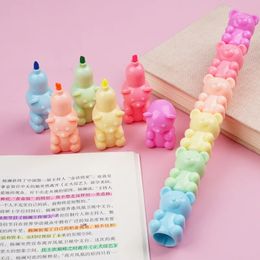 6 Colors Marker Pens Cute Bear Highlighters Fluorescent Kids Gifts Korean Stationery Office School Writing Supplies 240320