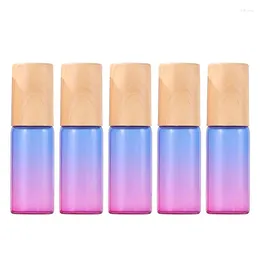 Storage Bottles 5ml Gradient Color Refillable Glass Essential Oil Roller With Metal Ball For Fragrance Perfume
