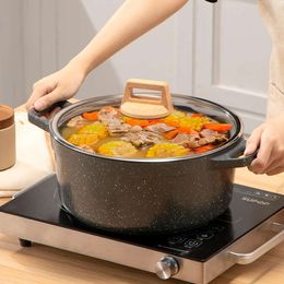1pc Multi-functional Medical Stone Soup - Non-stick, Double-eared, Stew Pot for Induction Cooker and Gas Stove