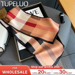 Scarves Plain satin silk scarf suitable for womens headbands neckbands headbands womens bags and basic headbands Q240326