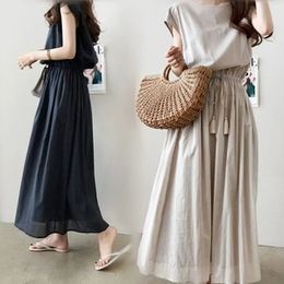 S-2XL 2024 Loose Summer Dress Maxi Evening Female Vintage Dress Oversize Short Sleeve Beach Women Dresses Robe Vestido 15301 240313