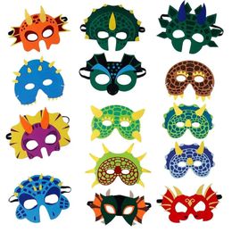 6-18 Pcs Dinosaur Party Masks Elastic EVA Felt Child Foam Dino Face Mask for Kids Cosplay Themed Masquerade April Fools Day Gift 240326