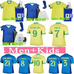 BraziLS Soccer Jersey Copa America Cup NEYMAR VINI JR Kids and man Kit Sets 2025 BRasIL National Team Football Shirt 24/25 Home Away fan Version RODRYGO MARTINELLI