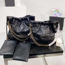 Designer Shoulder CC Letter Bucket Genuine Leather Drawstring Handbag Gold or Sier Chain Tote Bags for Women Fashion Purse Bag Brands Travel