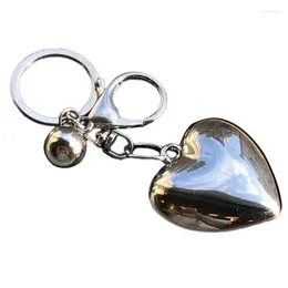 Keychains Big Heart Keychain Silver Colour Little Ball Key Rings For Women Men Car Backpack Handbag Decoration Handmade Jewellery