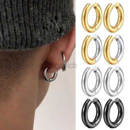 Hoop Huggie Stainless steel earrings suitable for men women simple hip-hop rock gold perforated punk fashion jewelry Korean short and chubby earrings 24326