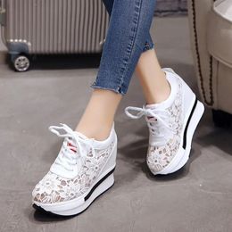 Platform Shoes for Women Summer 2023 Comfortable Outdoor Heels Lofers Casual Hollow Out Breathable 240313