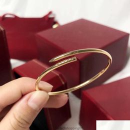 Bangle M Thin Nail Bracelet Stainless Steel Ladies Gold Bracelets Cuff Bangles Rose 18K Diamond Drop Delivery Jewellery Ot0Sj