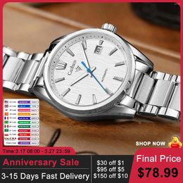 Wristwatches CADISEN 2024 Mens Mechanical Watch Japan NH35A Movt 100m Waterproof Calendar Stainless Steel Automatic 8226