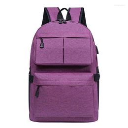 Backpack Men's Korean Travel Bag Casual Student Schoolbag Simple Computer USB Port Women Laptop