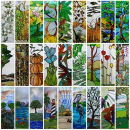 Window Stickers Custom Size Film Stained Glass Films Frosted Privacy Retro European Tree Flower Colourful Door Sticker Shower Bathroom