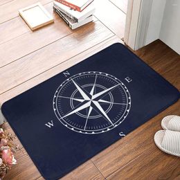 Bath Mats Nautical Ships Compass Mat Navy Blue Bathroom For Shower Home Decor Washable Protective Foot Anti-Slip Toilet