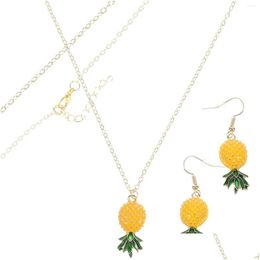 Earrings Necklace Set Pineapple Earring Chain Women The Summer Jewelries Gift For Alloy Miss Drop Delivery Jewelry Sets Ot31Y