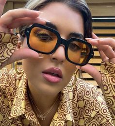 Sunglasses Brand Square Yellow Women Men Trending Luxury Designer Retro Small Frame Sun Glasses Clear Lens EyeglassesSunglasses8013138