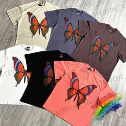 Men's T-Shirts 2024ss AWGE T-shirts Men Women Short Slve Butterfly Printing High Quality Tag Ndles Top T T240325