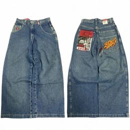 Y2K Harajuku Baggy Jeans uomo JNCO vintage Hip Hop ricamato jeans di alta qualità Goth streetwear uomo donna Casual jeans gamba larga 87lv #