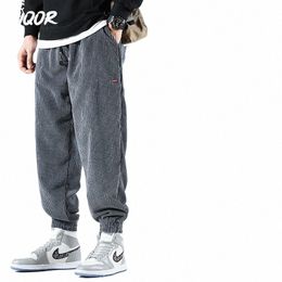 hiqor Man 2023 Autumn Winter Corduroy Sweatpants Men Baggy Joggers Fi Streetwear Casual Fleece Harem Pants Plus Size 5XL A1Qt#