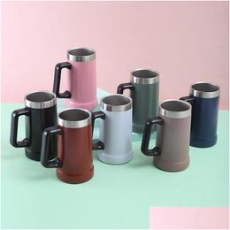 Tumblers 24Oz Beer Stainless Steel Vacuum Insated Cup Double-Layer Wall Mug With Handle By Sea T9I002524 Drop Delivery Home Garden Kit Otq2S