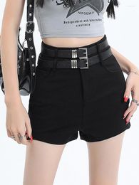 Women's Shorts Black Gothic Mini Baggy Emo 2000s 90s Aesthetic Y2k Short Pants Harajuku Korean Clothes 2024 Summer