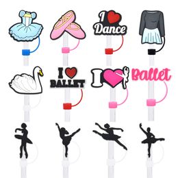 Ballet Series Girl Straw Sleeve Straw Cap Soft Rubber Dust Plug 10mm Detachable Straw Accessories Cross-border Spot