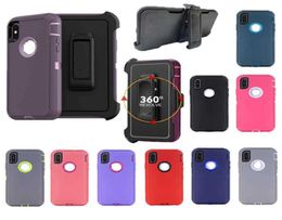 For iPhone 11 12 13 PRO MAX XS XR 7 8 Plus Defender Phone Cases Hybrid Robot Shockproof Waterproof 3in1 Phone Case With Clip8880584