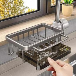 Hooks Hanging Drain Rack Kitchen Sink Organizer With Strong Load-bearing Hook For Faucet Sponge Holder Not Easily