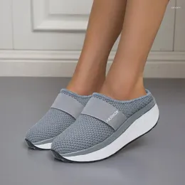 Slippers Women's Sneakers Mesh Breathable Air Shoes For Women Increase Cushion Damping Platform Summer Walking 43