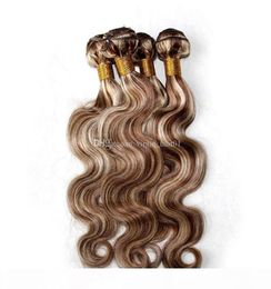 Mixed Piano Colour Hair Weave Bundles Body Wave Two Tone 8 613 Highlight Brown Blonde Colour Virgin Human Hair Extensions1769599
