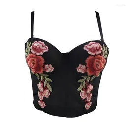 Bustiers Corsets 2024 Flower Embroidered Bh Topps Women's Slim-Fit Retro Outer Wear Camisole Fashion Sleeveless Bustier Crop P2465