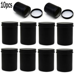 Jars 10pcs/20pcs DIY Black Metal Candle Tins 200ml Round Containers with Lids Tea Packaging Tin Box Food Grade