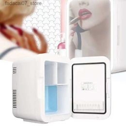 Refrigerators Freezers Mini Refrigerator 4L Mirror LED Cosmetic Fruit Beverage Mini Refrigerator Home Car Office EU Plug 220V Q240326