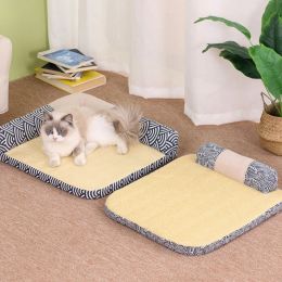 Mats Summer Cats Cooling Mat Pet Napping Pads NonSlip Bottom Crates Bed WovenRattan Sofa Lounger Beds Keep Pets Cooling