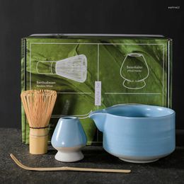 Teaware Sets 4 Pcs/set Japanese Traditional Matcha Giftset Bamboo Whisk Scoop Ceremic Holder Tea Stirrer