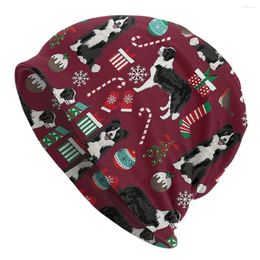 Berets Border Collie Christmas Bonnet Hat Hip Hop Street Skullies Beanies Hats Dog Unisex Knitting Warm Head Wrap Cap