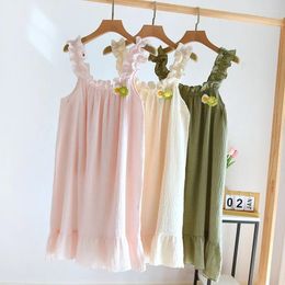 Women's Sleepwear Summer Cotton Thin Style Pyjamas Nightgown 2024 Est Cute And Sweet Girls Nightwear Lingerie Sexy Dresses