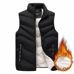 winter Casual Fleece Sleevel Vest Men Jacket 2023 New Autumn Warm Cott Thick Coat Male Fi Plus Size Men Waistcoat 81wH#