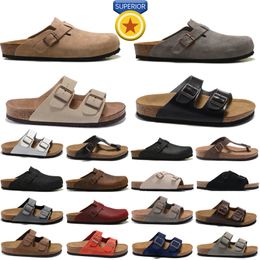 Slippers men women sandals slides slipper Soft Footbed uede Leather Buckle Strap shoes Scuffs clogs sneakers